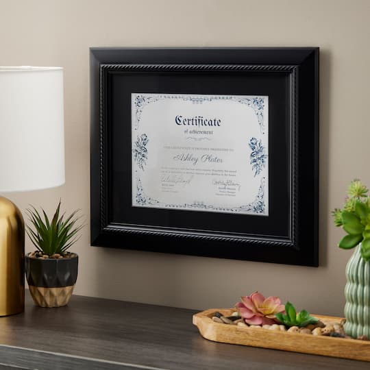 8 Pack: Black Rope 8.5" x 11" Document Frame with Mat, Graduation Collection by Studio Décor®